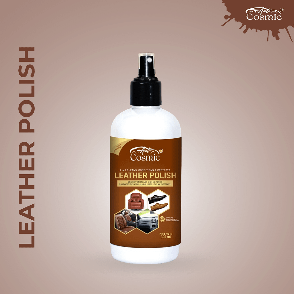 Autocosmic Leather Polish Cleans car interiors, sofas & More